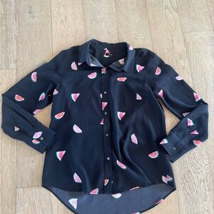 Rails Kate watermelon-print silk shirt Black Medium